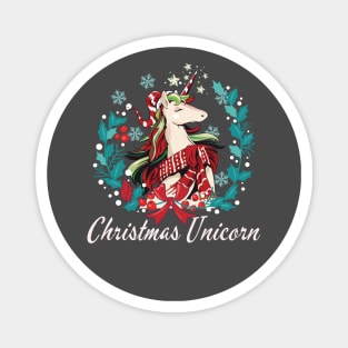 Christmas Unicorn Merry Xmas Magnet